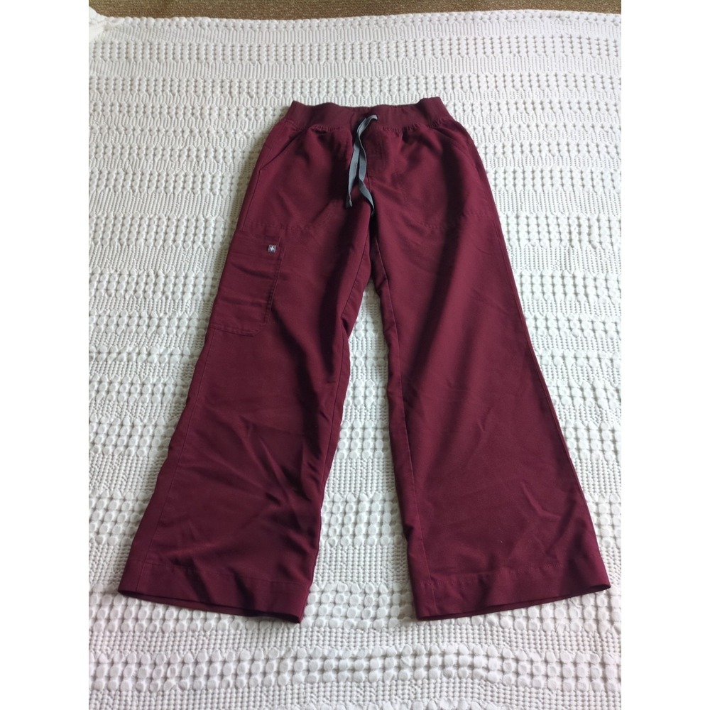 FIGS Women's Isabel High Rise Wide Leg Scrub Pants Sz XS Petite Red 25X28